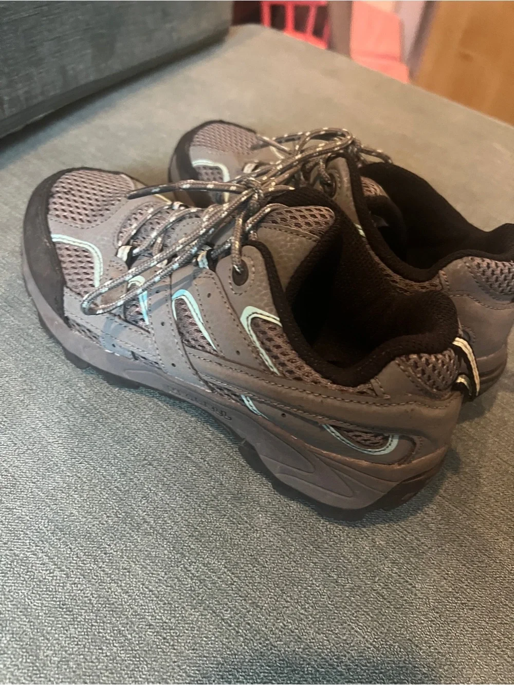 Merrell kids Moab  Black Hiking Shoes with Blue Accents